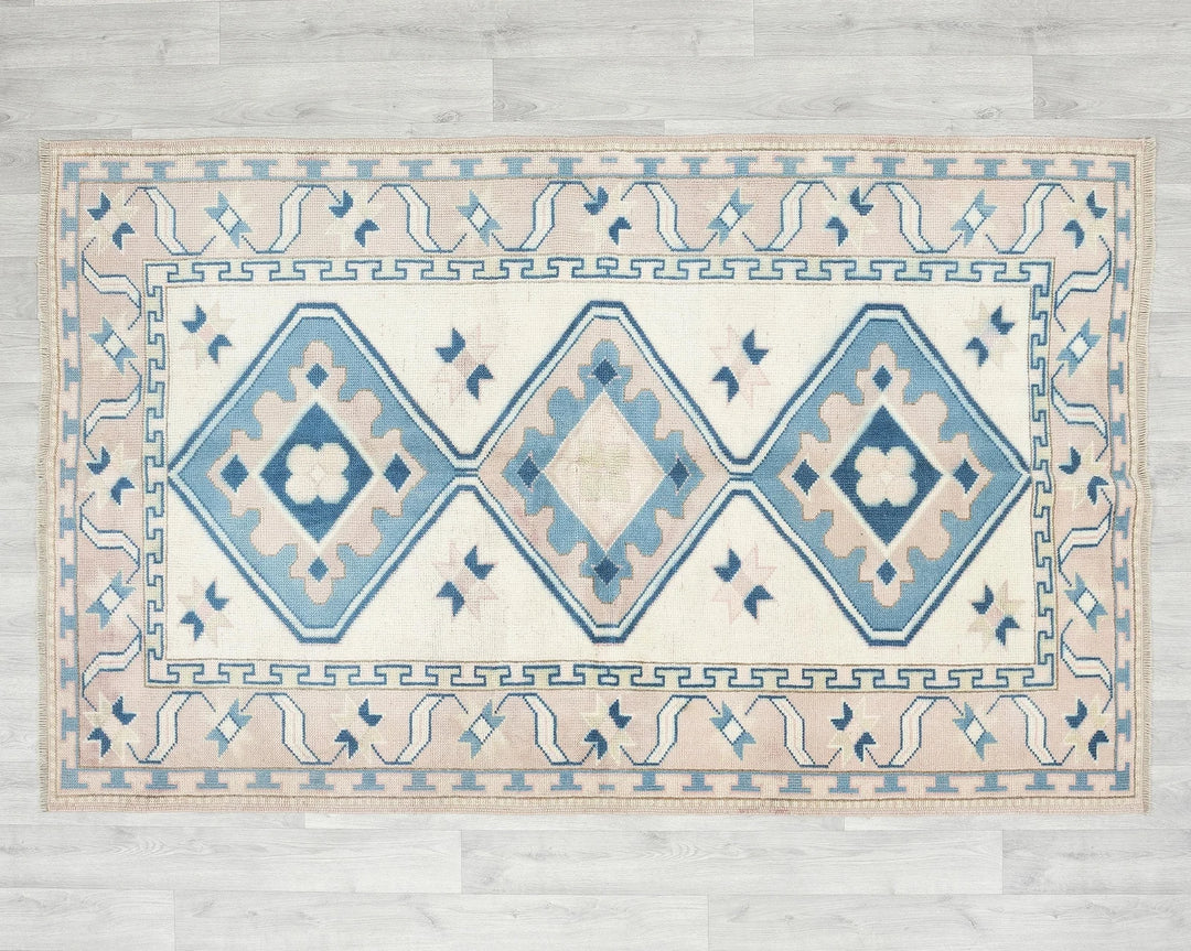 Multicolor Turkish Oushak Rug 4' 4" x 6' 7" Hand-Knotted | No. VR40455
