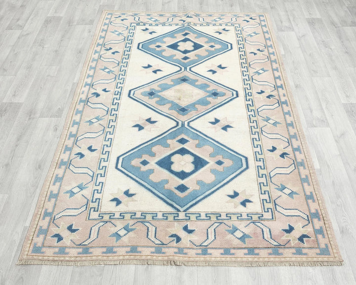 Multicolor Turkish Oushak Rug 4' 4" x 6' 7" Hand-Knotted | No. VR40455