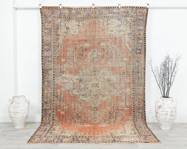 Multicolor Turkish Oushak Rug 5'10" x 9'2" Hand-Knotted | No. VR40557