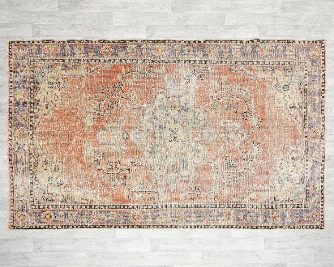 Multicolor Turkish Oushak Rug 5'10" x 9'2" Hand-Knotted | No. VR40557