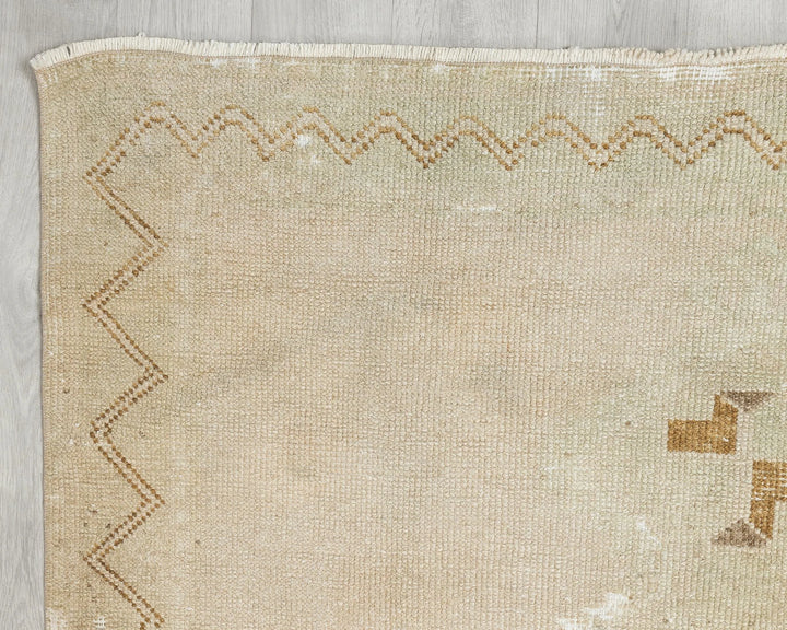 Beige Turkish Oushak Rug 4' 2" x 12' 10" Hand-Knotted | No. VR40889