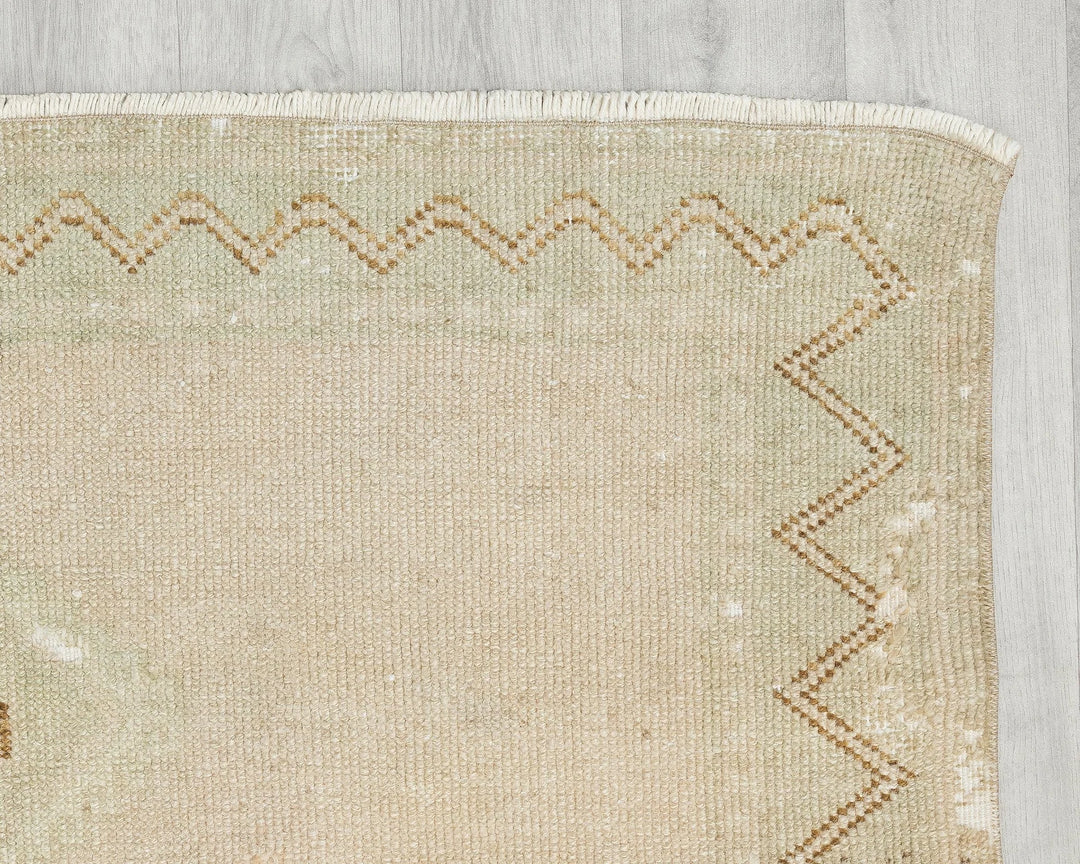 Beige Turkish Oushak Rug 4' 2" x 12' 10" Hand-Knotted | No. VR40889
