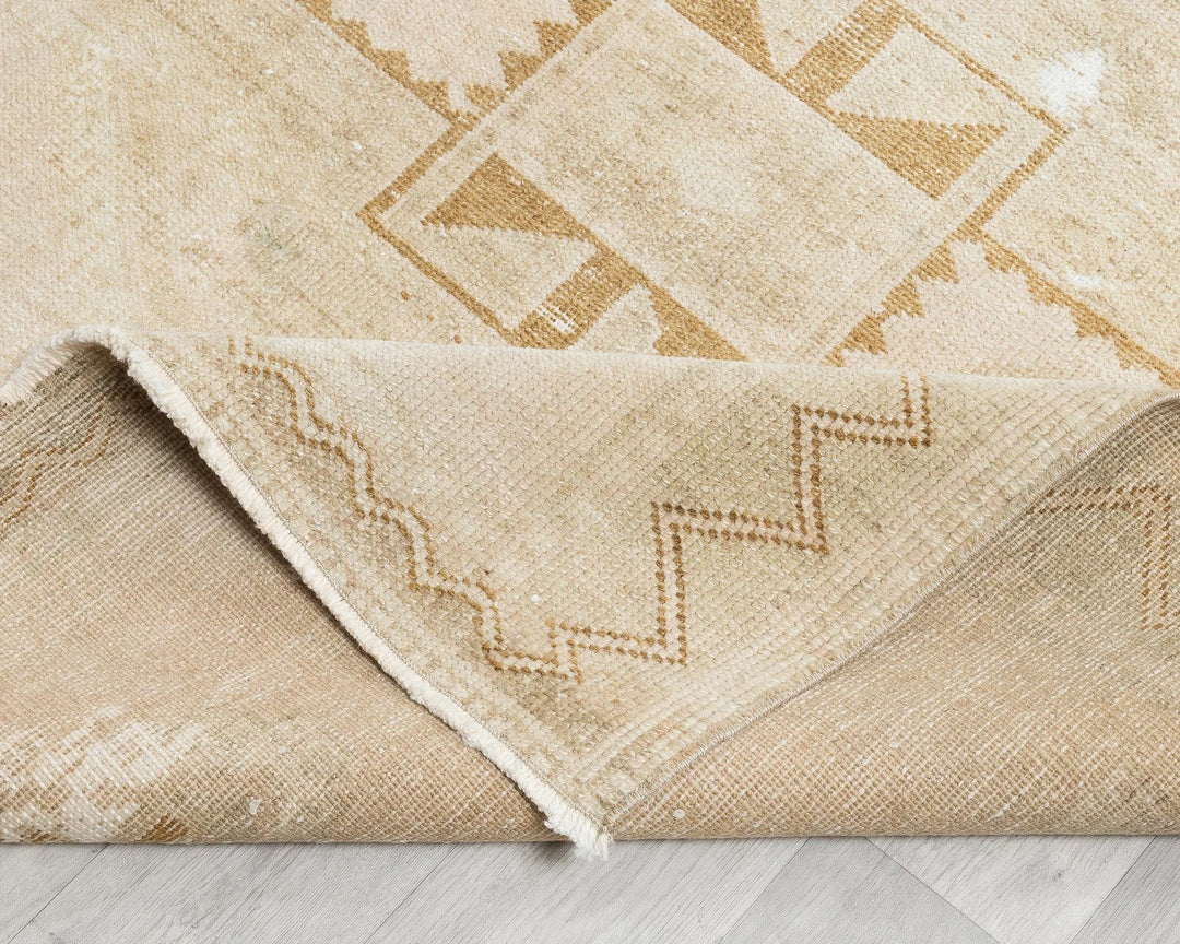 Beige Turkish Oushak Rug 4' 2" x 12' 10" Hand-Knotted | No. VR40889