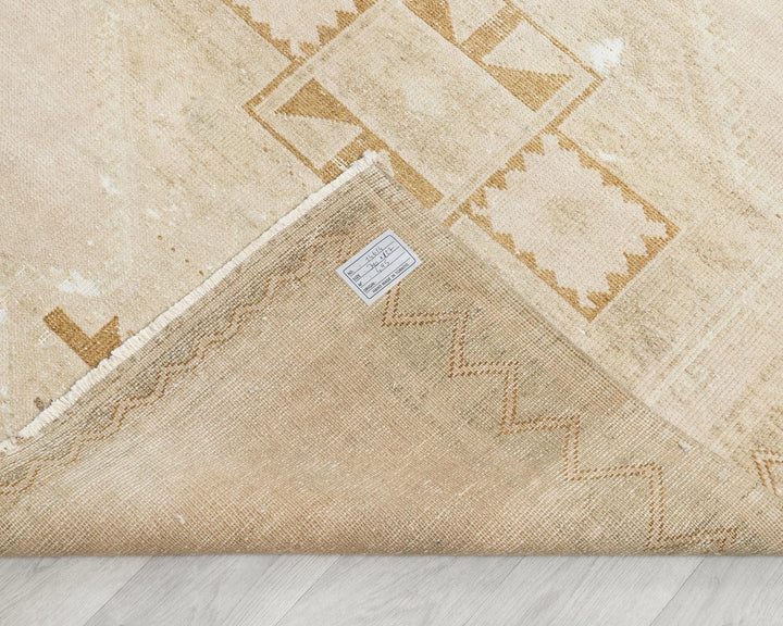 Beige Turkish Oushak Rug 4' 2" x 12' 10" Hand-Knotted | No. VR40889