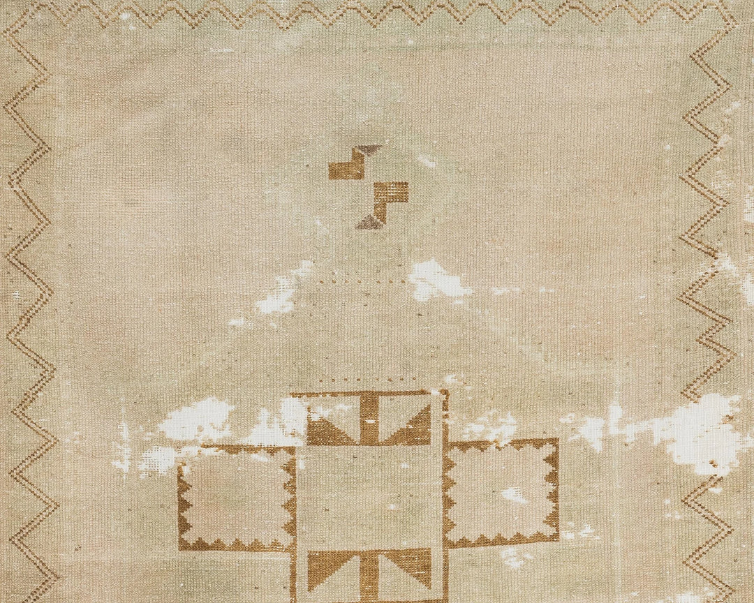 Beige Turkish Oushak Rug 4' 2" x 12' 10" Hand-Knotted | No. VR40889