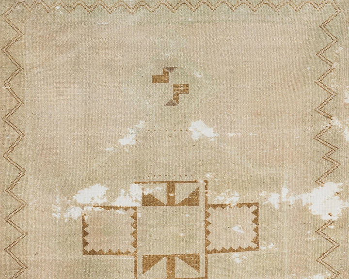 Beige Turkish Oushak Rug 4' 2" x 12' 10" Hand-Knotted | No. VR40889