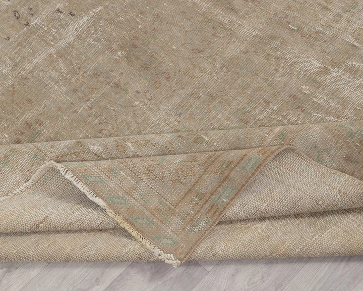Beige Turkish Oushak Rug 6'7" x 9'7" Hand-Knotted | No. VR41095