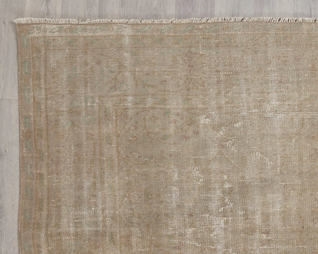 Beige Turkish Oushak Rug 6'7" x 9'7" Hand-Knotted | No. VR41095