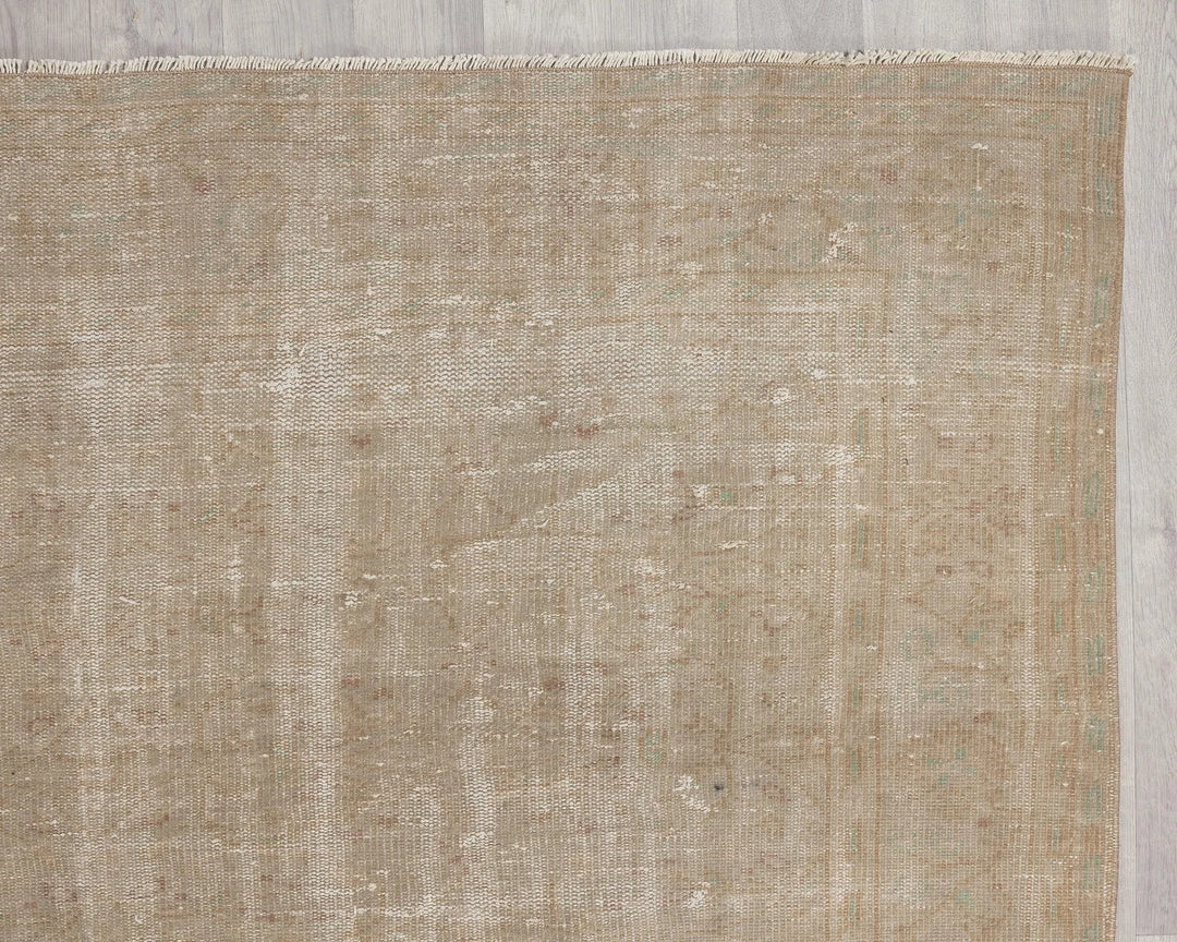 Beige Turkish Oushak Rug 6'7" x 9'7" Hand-Knotted | No. VR41095