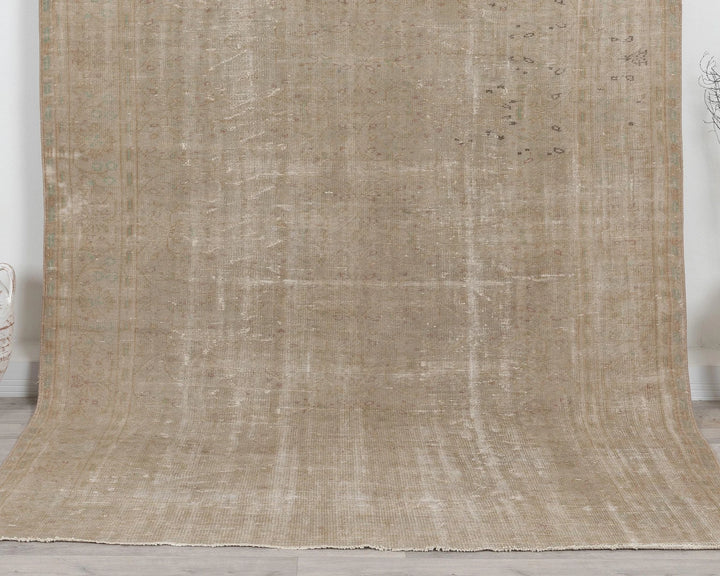 Beige Turkish Oushak Rug 6'7" x 9'7" Hand-Knotted | No. VR41095