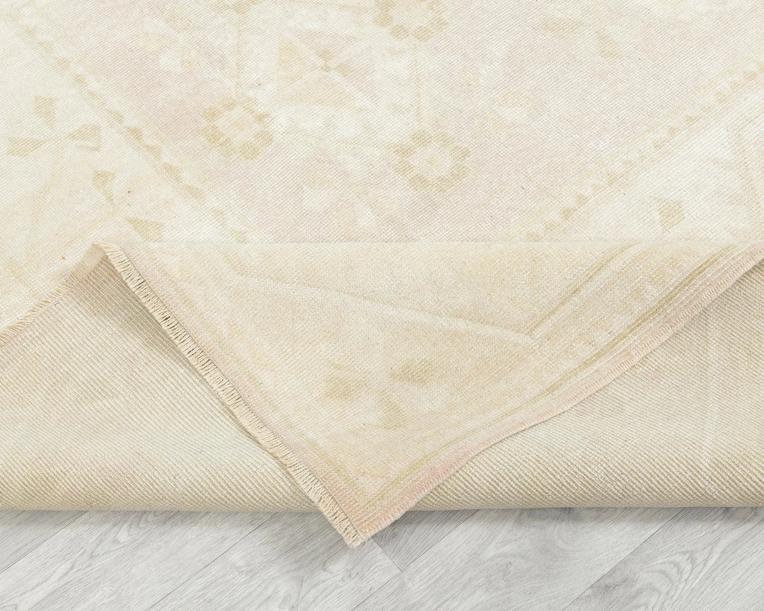 Beige Turkish Oushak Rug 6' 7" x 9' 4" Hand-Knotted | No. VR41139