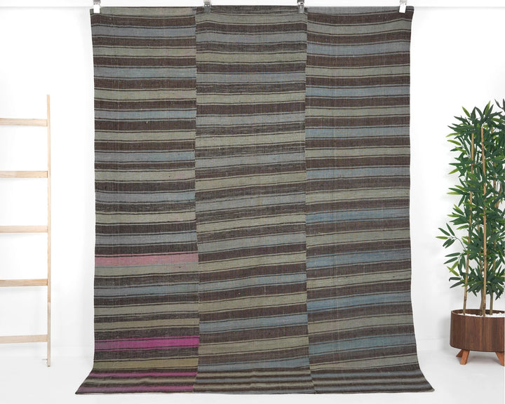 Brown Turkish Kilim Rug 5' 10" x 11' 1" Flat-Weave | No. VR41155