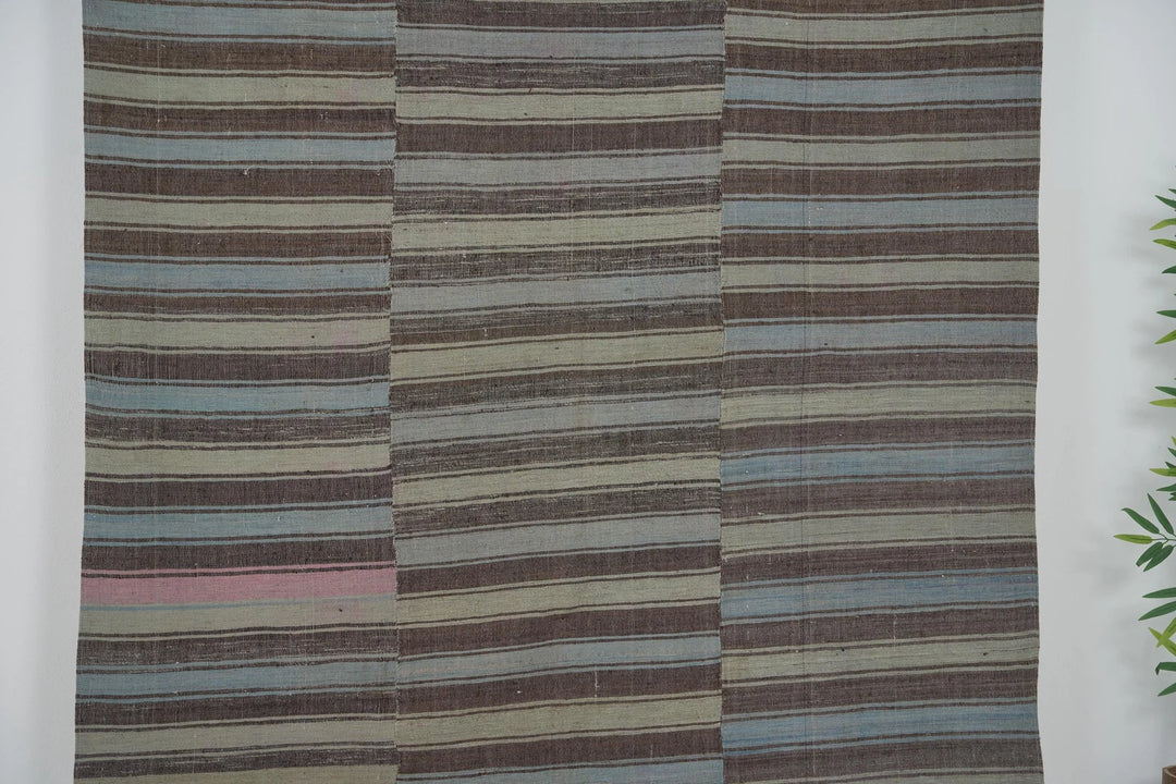 Brown Turkish Kilim Rug 5' 10" x 11' 1" Flat-Weave | No. VR41155