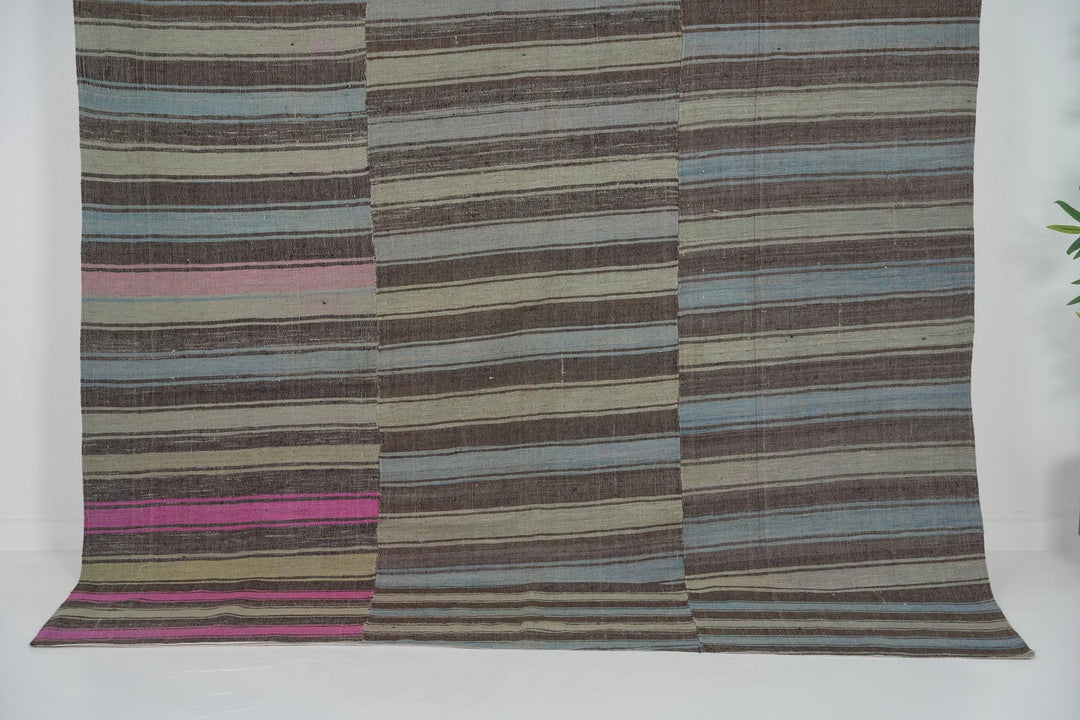 Brown Turkish Kilim Rug 5' 10" x 11' 1" Flat-Weave | No. VR41155