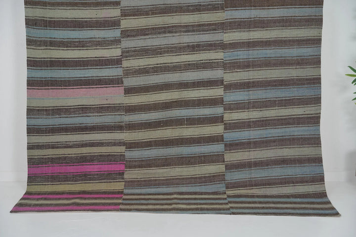 Brown Turkish Kilim Rug 5' 10" x 11' 1" Flat-Weave | No. VR41155