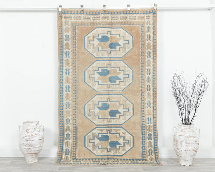 Multicolor Turkish Oushak Rug 4'5" x 8'2" Hand-Knotted