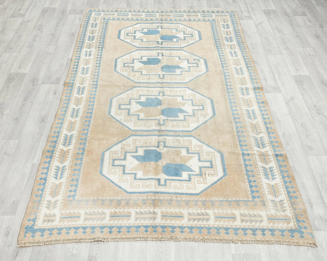 Multicolor Turkish Oushak Rug 4'5" x 8'2" Hand-Knotted view 9