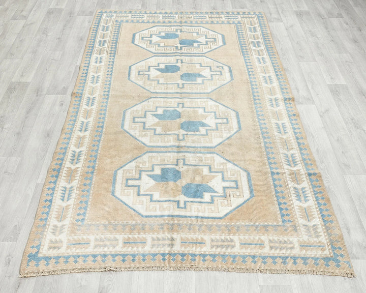 Multicolor Turkish Oushak Rug 4'5" x 8'2" Hand-Knotted view 9