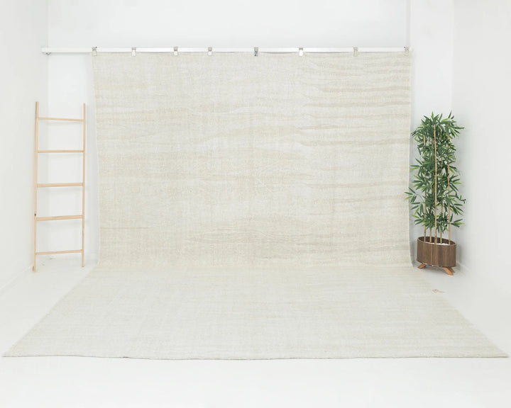 White Turkish Kilim Rug 9' 10" x 11' 11" Flat-Weave | No. VR41398