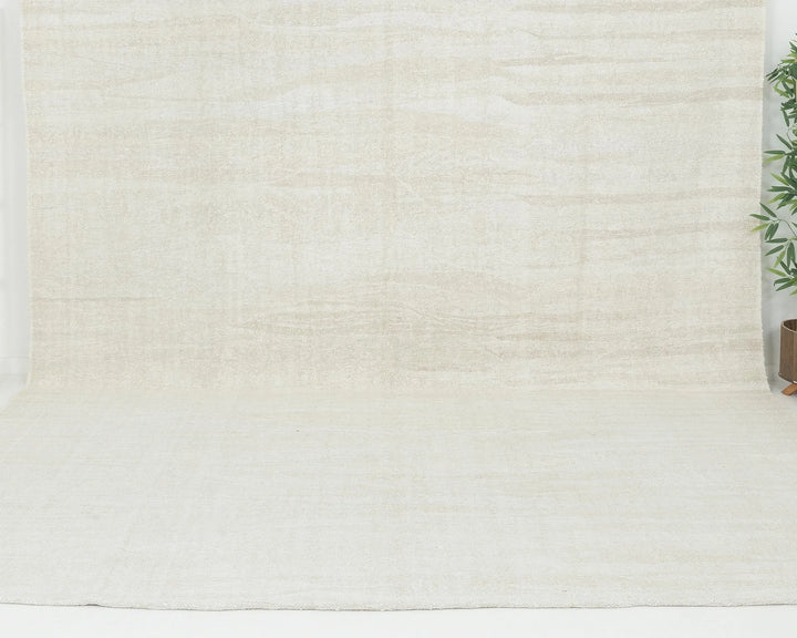 White Turkish Kilim Rug 9' 10" x 11' 11" Flat-Weave | No. VR41398