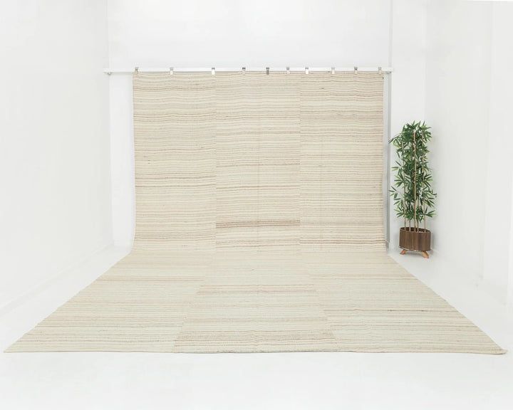 Beige Turkish Kilim Rug 10' x 13' 7" Flat-Weave | No. VR41682