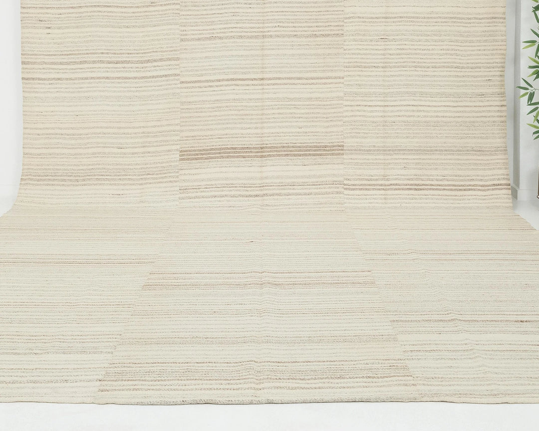 Beige Turkish Kilim Rug 10' x 13' 7" Flat-Weave | No. VR41682