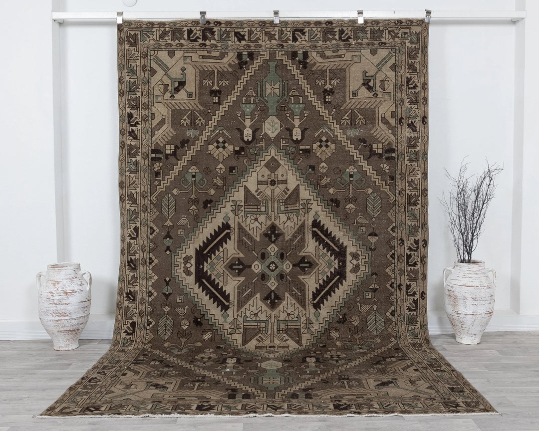 Multicolor Turkish Oushak Rug 6'7" x 10'3" Hand-Knotted | No. VR41727