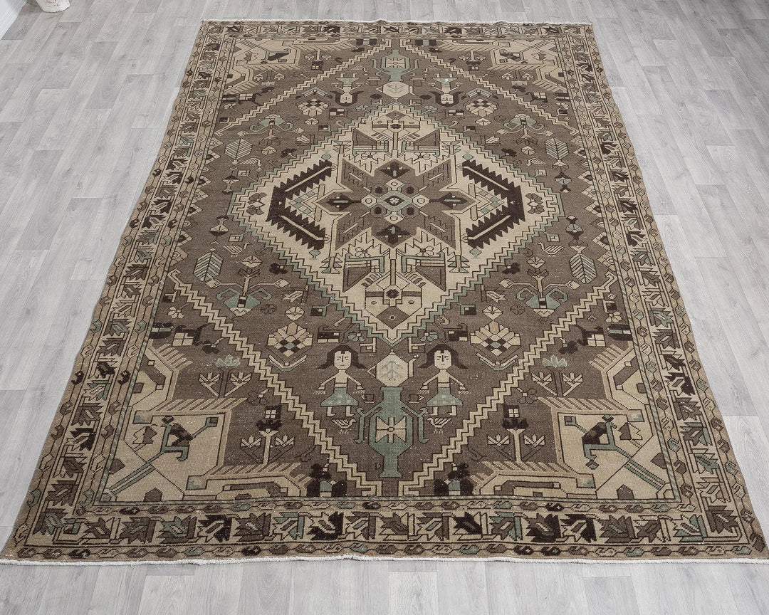 Multicolor Turkish Oushak Rug 6'7" x 10'3" Hand-Knotted | No. VR41727