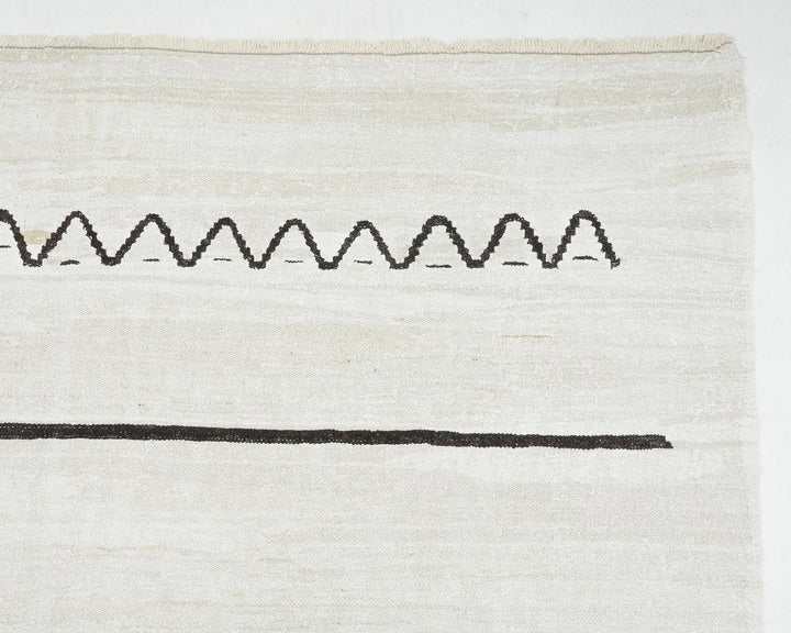 White Turkish Kilim Rug 8' x 12' 4" Flat-Weave | No. VR41784