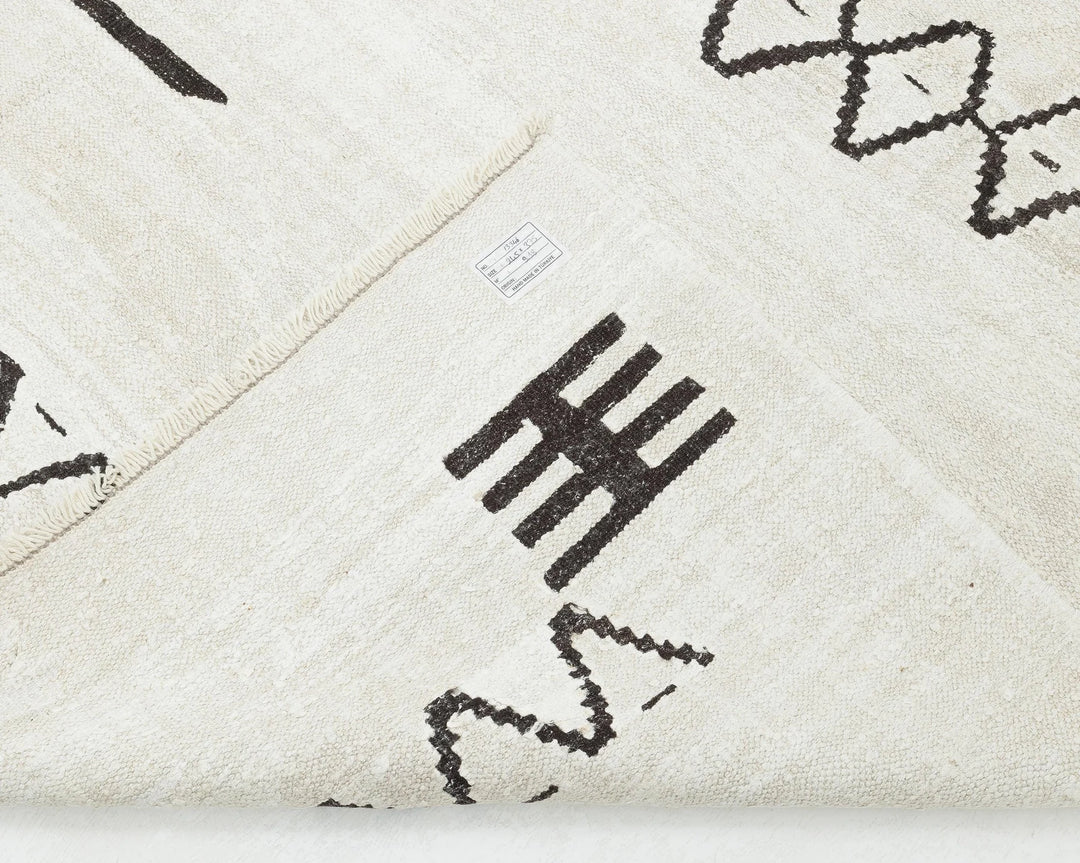 White Turkish Kilim Rug 8' x 12' 4" Flat-Weave | No. VR41784