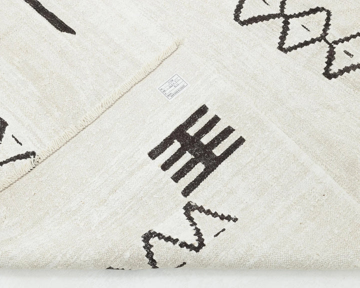 White Turkish Kilim Rug 8' x 12' 4" Flat-Weave | No. VR41784