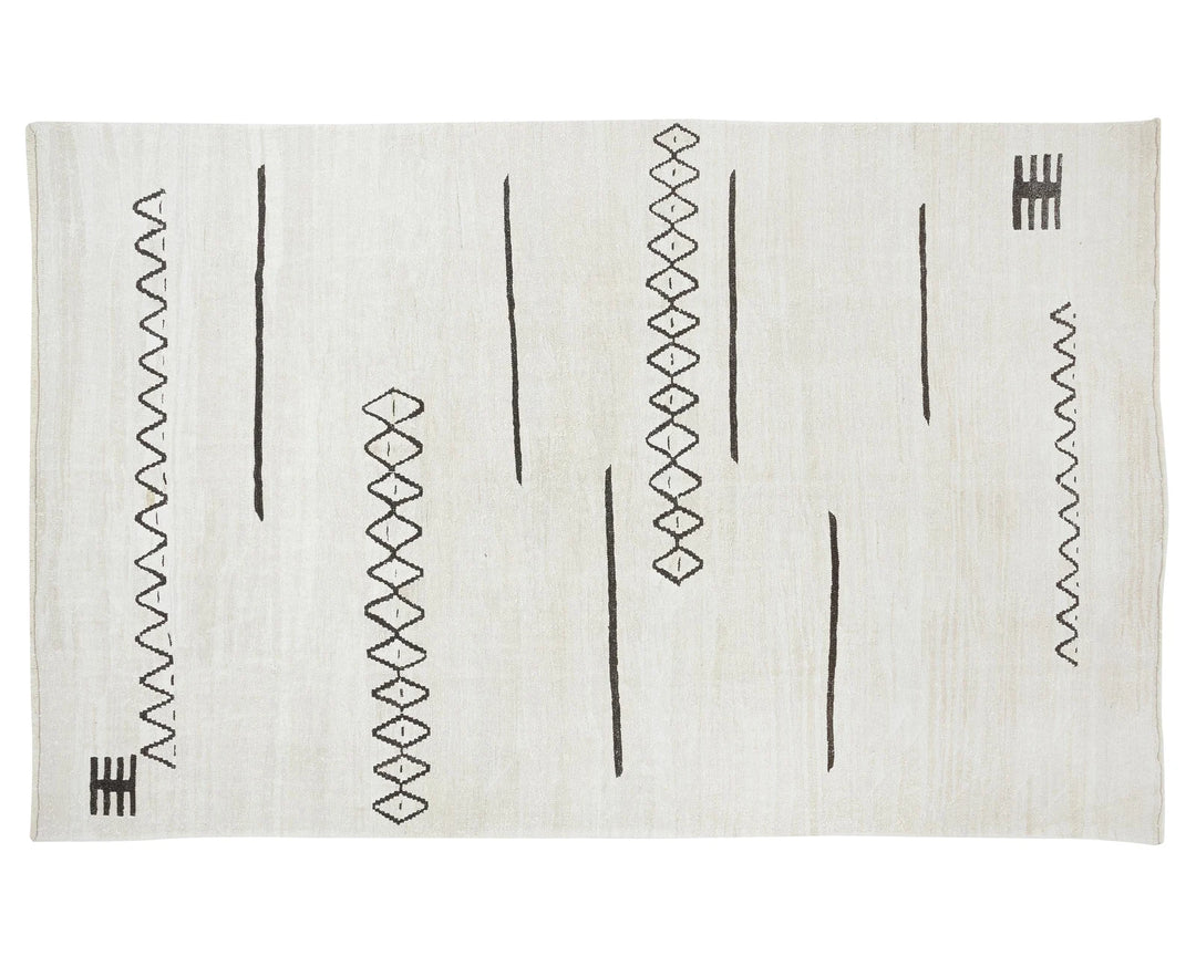 White Turkish Kilim Rug 8' x 12' 4" Flat-Weave | No. VR41784