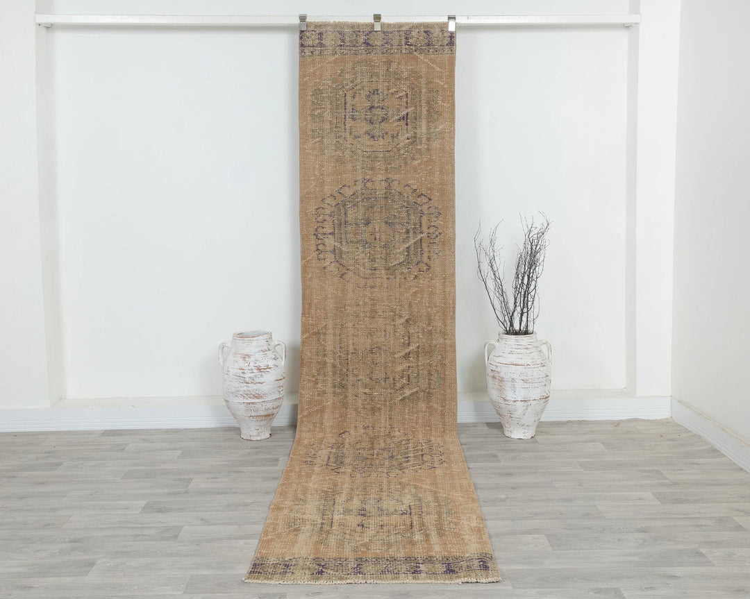 Multicolor Turkish Oushak Rug 2'7" x 11'7" Hand-Knotted