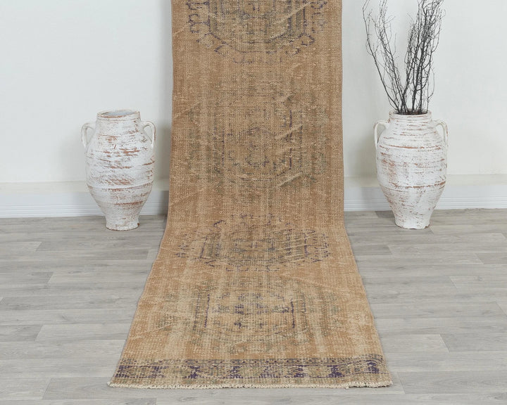 Multicolor Turkish Oushak Rug 2'7" x 11'7" Hand-Knotted detail
