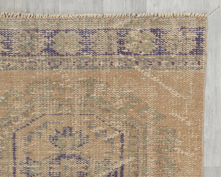 Multicolor Turkish Oushak Rug 2'7" x 11'7" Hand-Knotted pattern