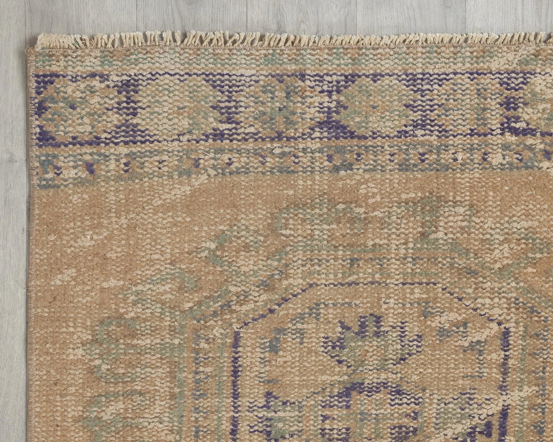 Multicolor Turkish Oushak Rug 2'7" x 11'7" Hand-Knotted border