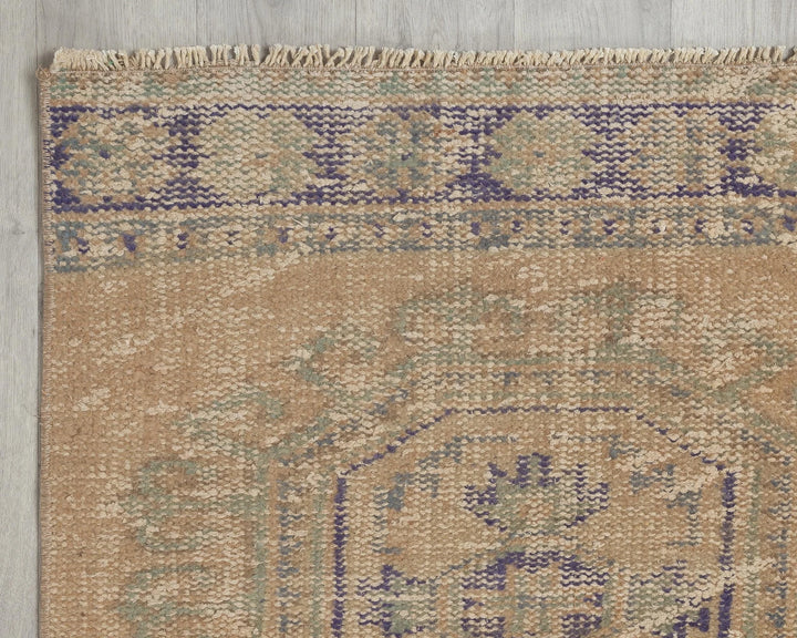 Multicolor Turkish Oushak Rug 2'7" x 11'7" Hand-Knotted border