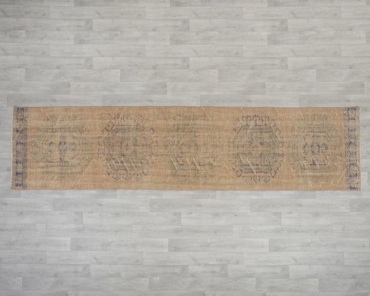 Multicolor Turkish Oushak Rug 2'7" x 11'7" Hand-Knotted reverse