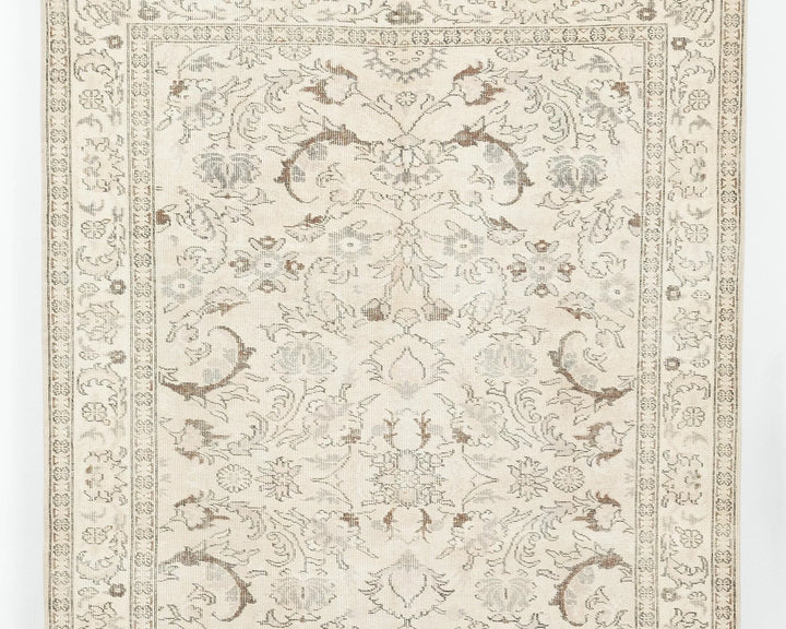 Beige Turkish Oushak Rug 8'11" x 6'3" Hand-Knotted | No. VR42107