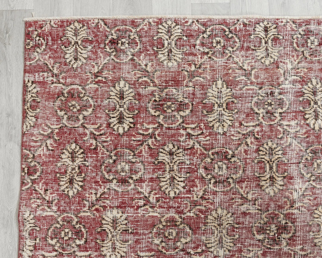 Red Turkish Oushak Rug 5' x 8' 7" Hand-Knotted | No. VR42124