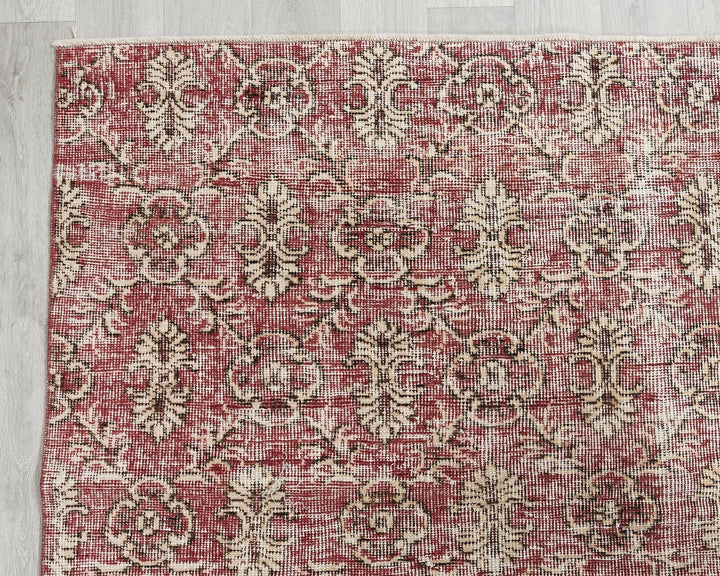 Red Turkish Oushak Rug 5' x 8' 7" Hand-Knotted | No. VR42124