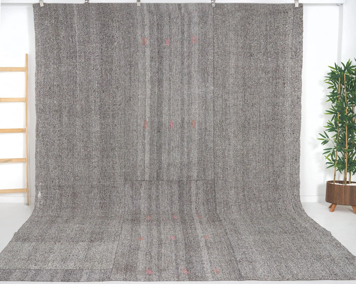 Gray Turkish Kilim Rug 11' 4" x 8' 4" Flat-Weave | No. VR42344