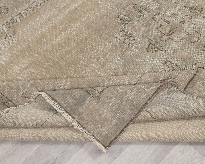 Beige Turkish Oushak Rug 5' 10" x 8' 9" Hand-Knotted | No. VR42403
