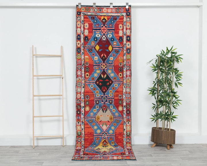 Multicolor Turkish Oushak Rug 3' x 10' Hand-Knotted | No. VR42410