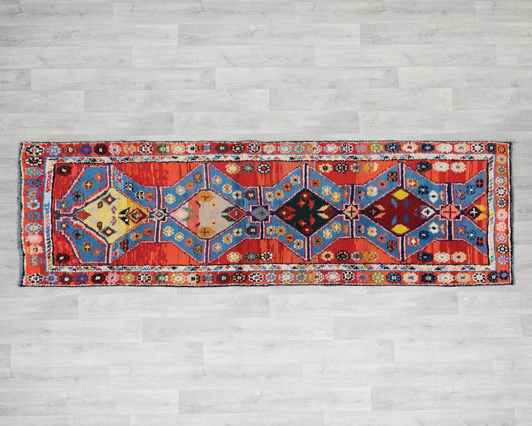 Multicolor Turkish Oushak Rug 3' x 10' Hand-Knotted | No. VR42410