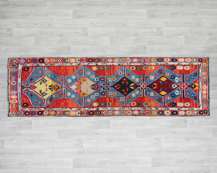 Multicolor Turkish Oushak Rug 3' x 10' Hand-Knotted | No. VR42410