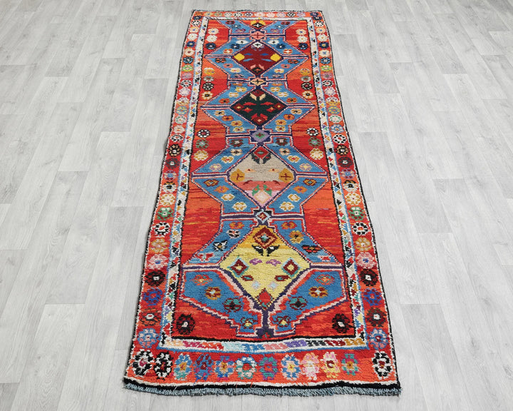 Multicolor Turkish Oushak Rug 3' x 10' Hand-Knotted | No. VR42410
