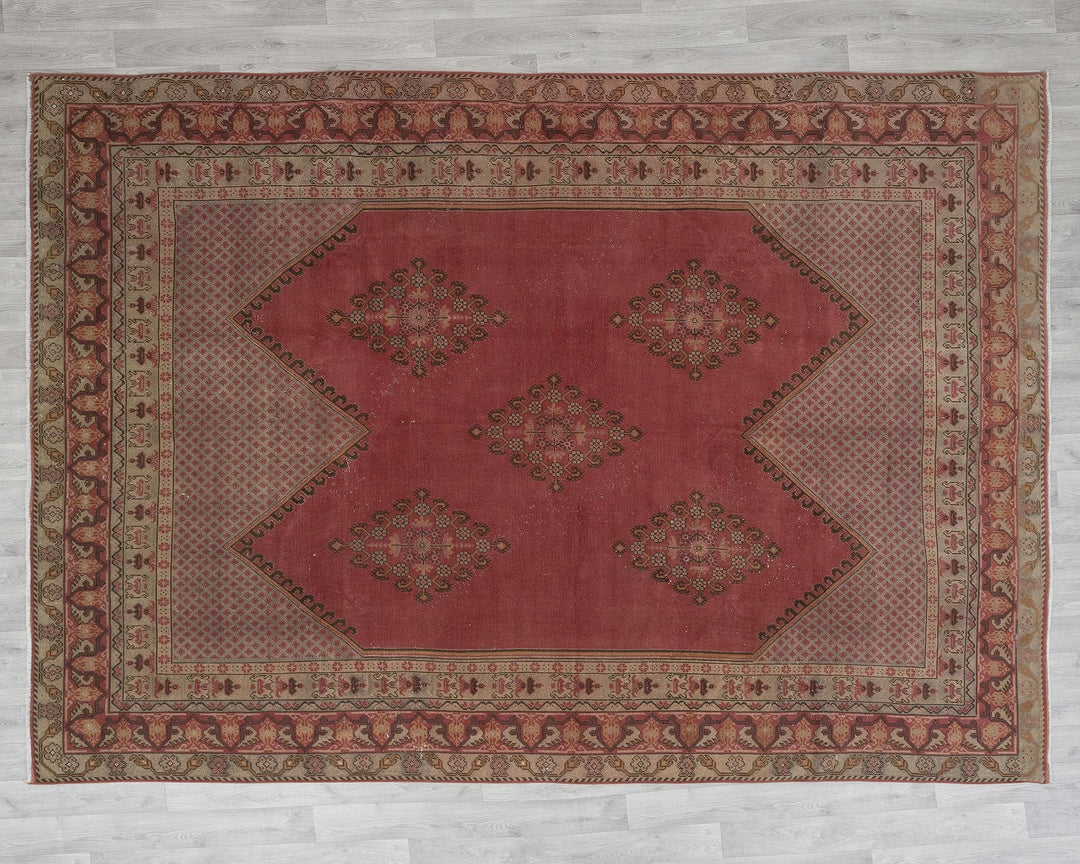 Pink Turkish Oushak Rug 7' 10" x 10' 10" Hand-Knotted | No. VR42434