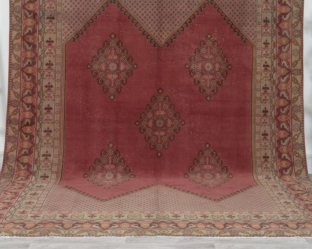 Pink Turkish Oushak Rug 7' 10" x 10' 10" Hand-Knotted | No. VR42434