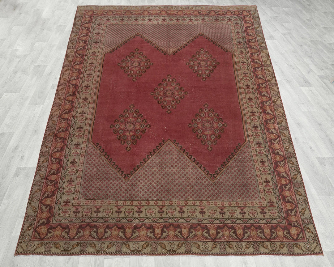 Pink Turkish Oushak Rug 7' 10" x 10' 10" Hand-Knotted | No. VR42434